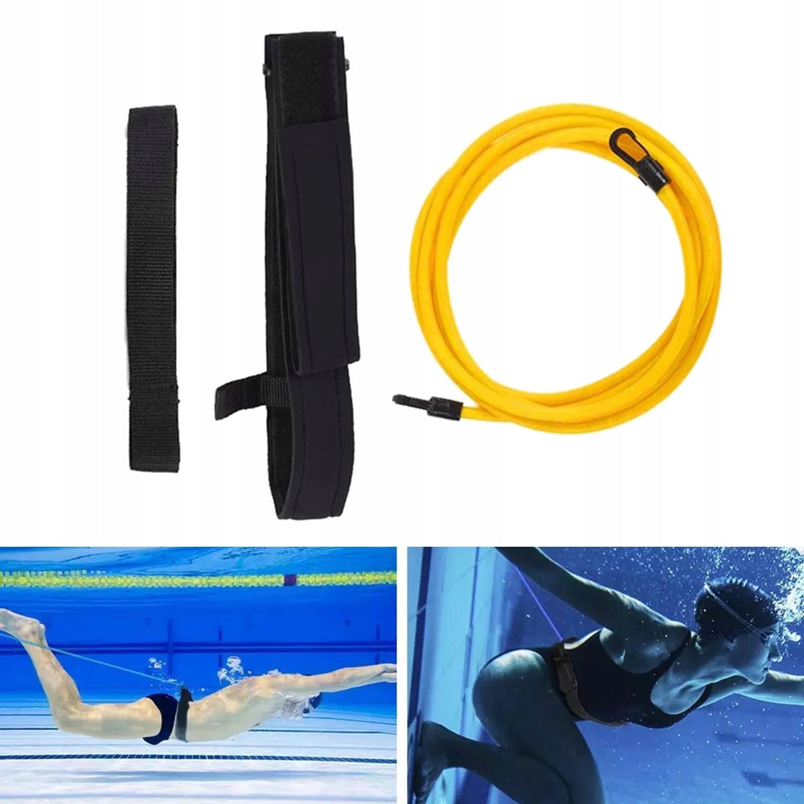 Premium Swim Training Belts Bungee , Stationary Swimming Belt Yellow 10mm Manufacturer code Hellery-54054515
