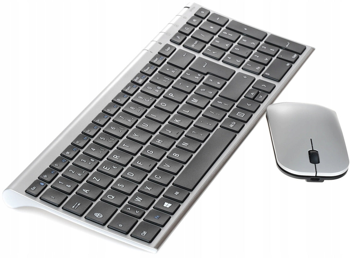 Premium USB 2.4GHz Wireless Keyboard SLIM + AZERTY FR Mouse