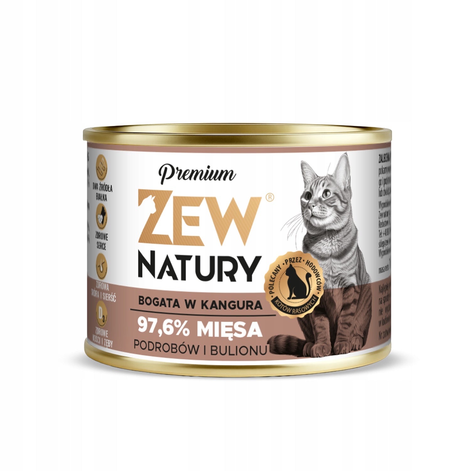 Premium Wet Cat Food Rich in Kangaroo Can 185g Zew Natury Packaging status original