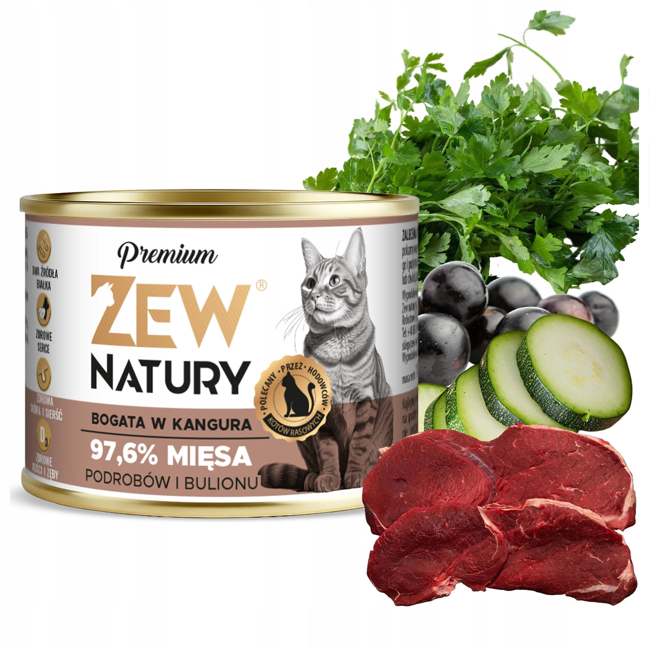 Premium Wet Cat Food Rich in Kangaroo Can 185g Zew Natury