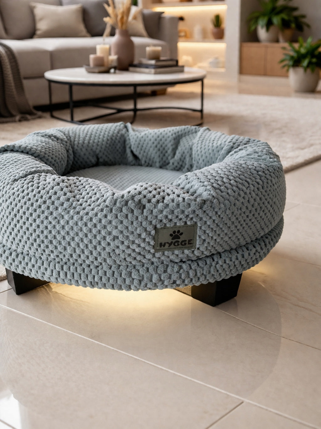 Premium cat dog bed 40 cm LED remote control soft, cozy