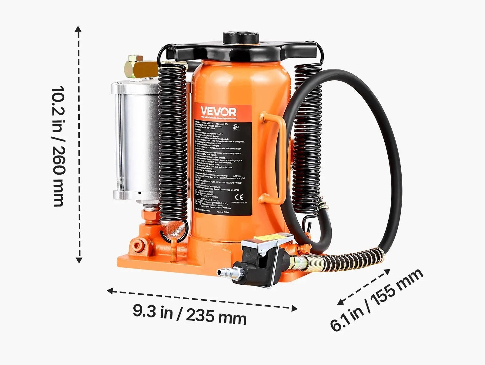 Premium hydraulic bottle lift 20 tons pneumatic 495 mm service Brand no brand