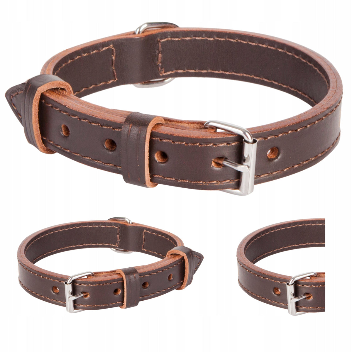Premium leather dog collar – brown solid handmade production 34-43 cm