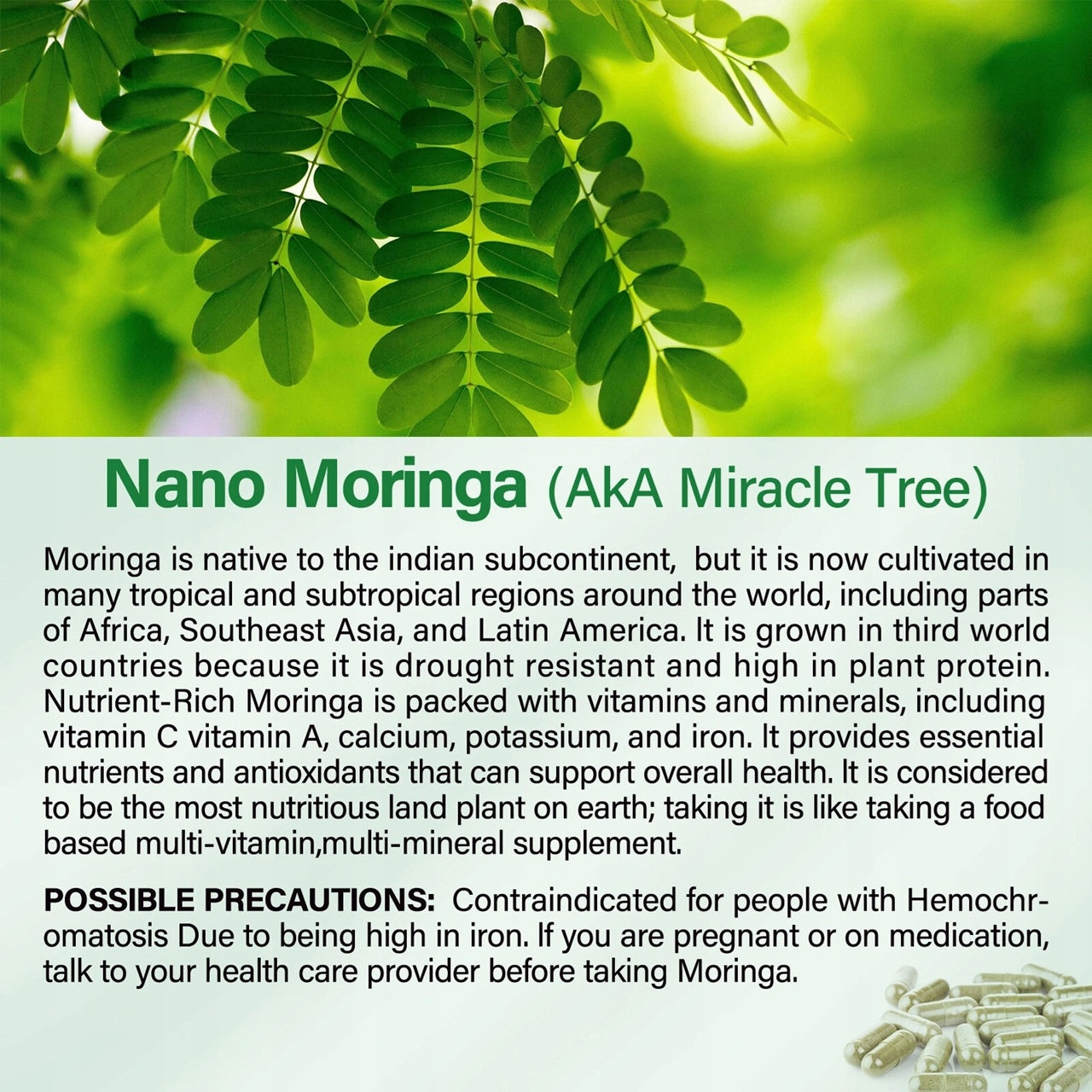 Premium moringa capsules strengthen the immune system and support health Expiration date at least 1 year from the date of purchase