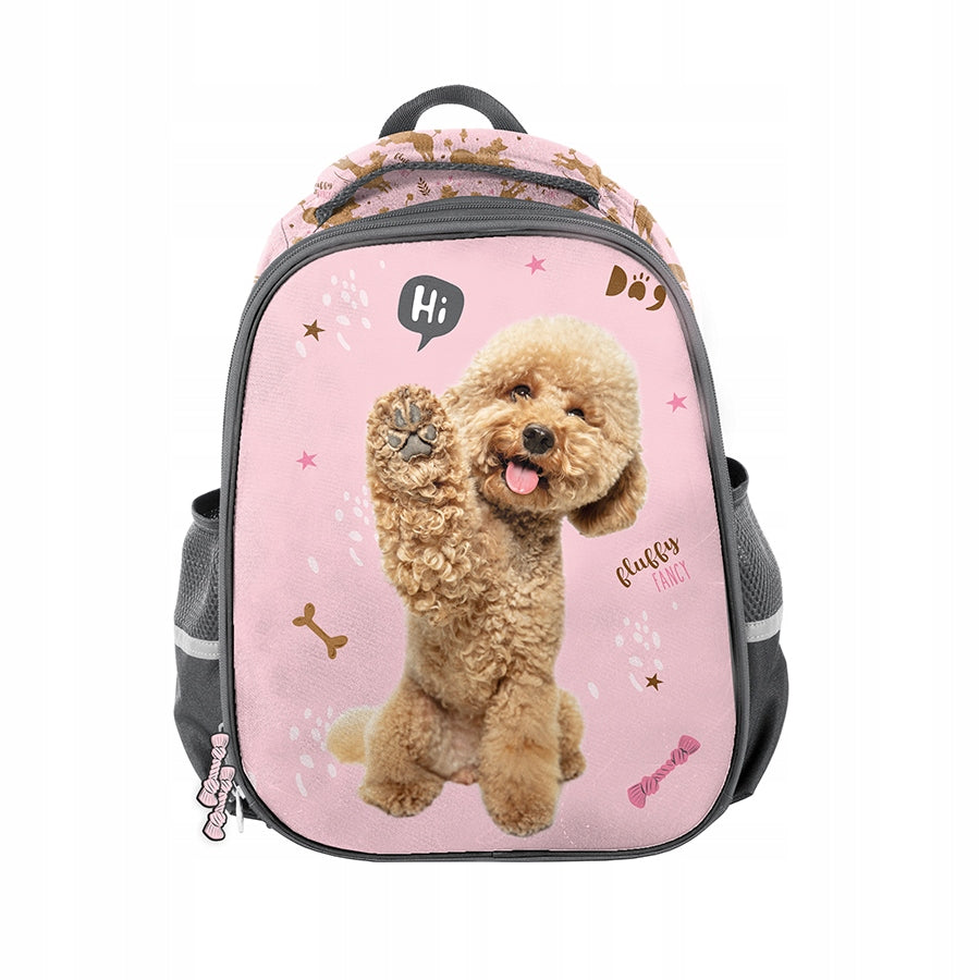 Premium school backpack Dog Paso pink girls class 1-3 stiffened