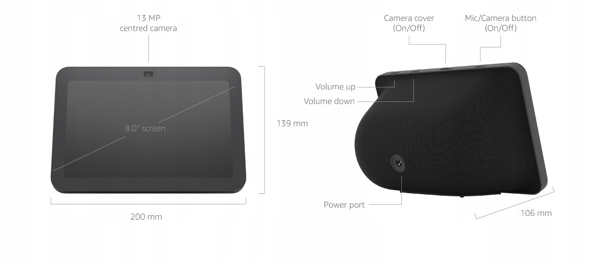Přenosný reproduktor Amazon Echo Show 8 3. generace, bílý, 30 W Model Echo Show 8 3gen.