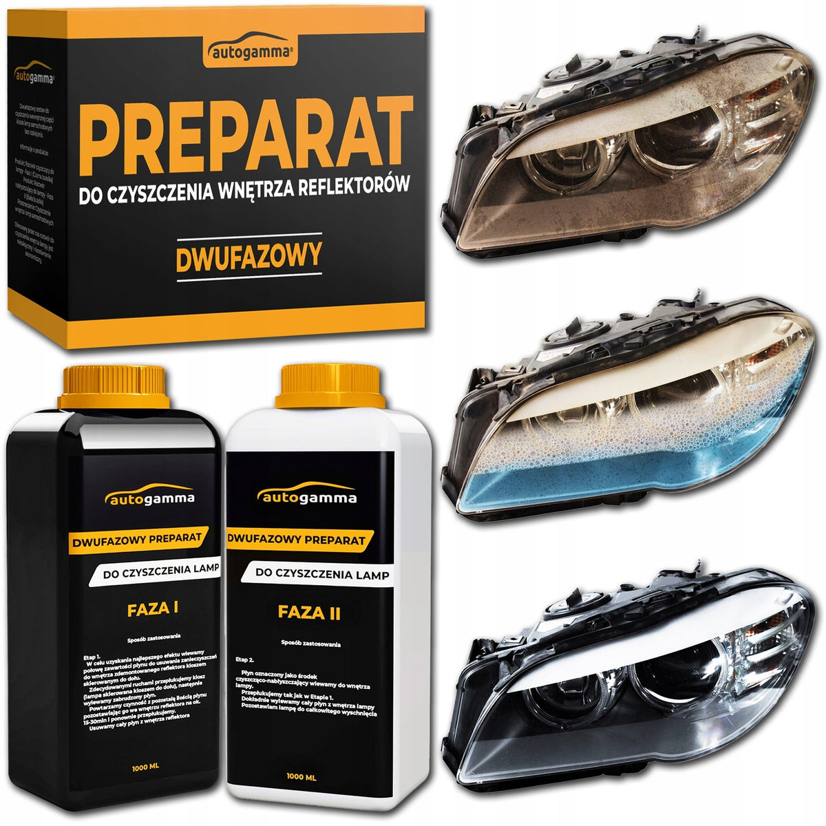 Preparation for cleaning the interior of headlight lamps Two-phase - set