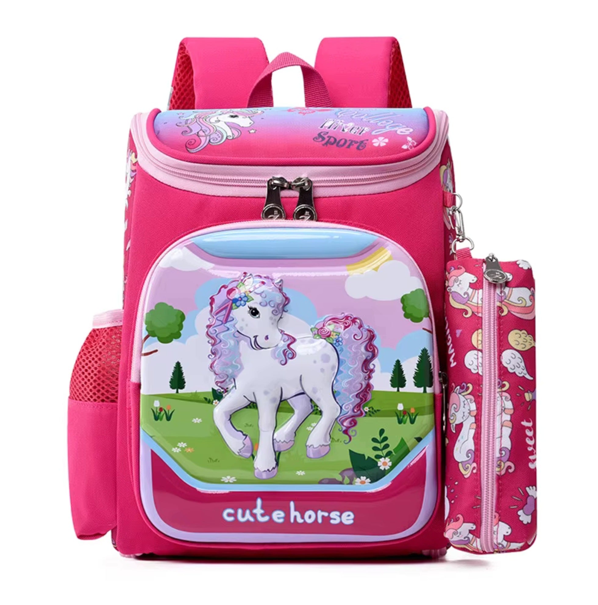 Preschool Backpack Schoolbag 2in1 with Pencil Case for Girls Pony