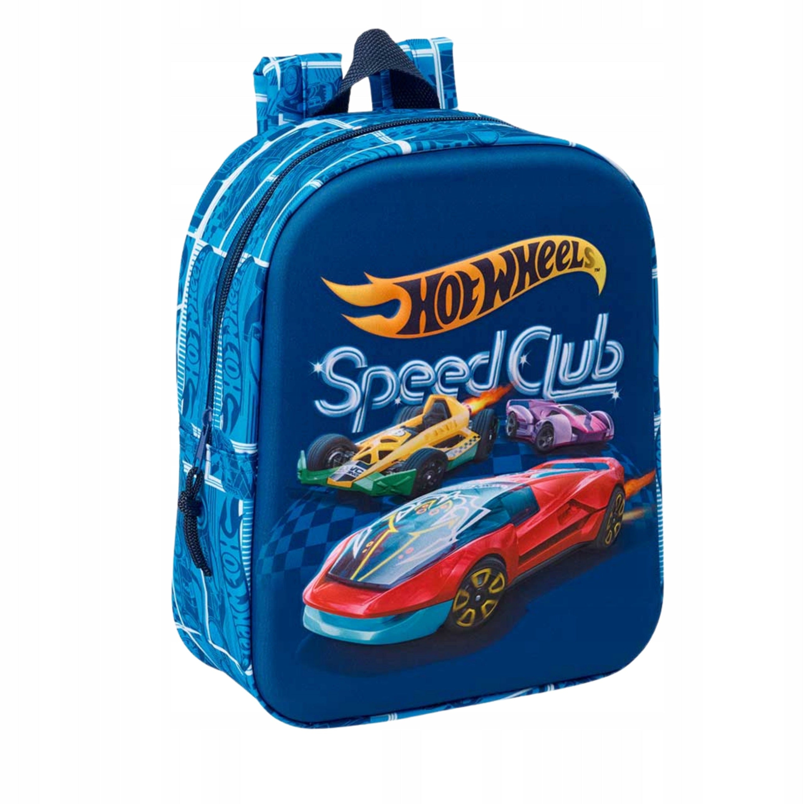 Preschool Backpack for Boys Cars Hot Wheels 3D Blue Small