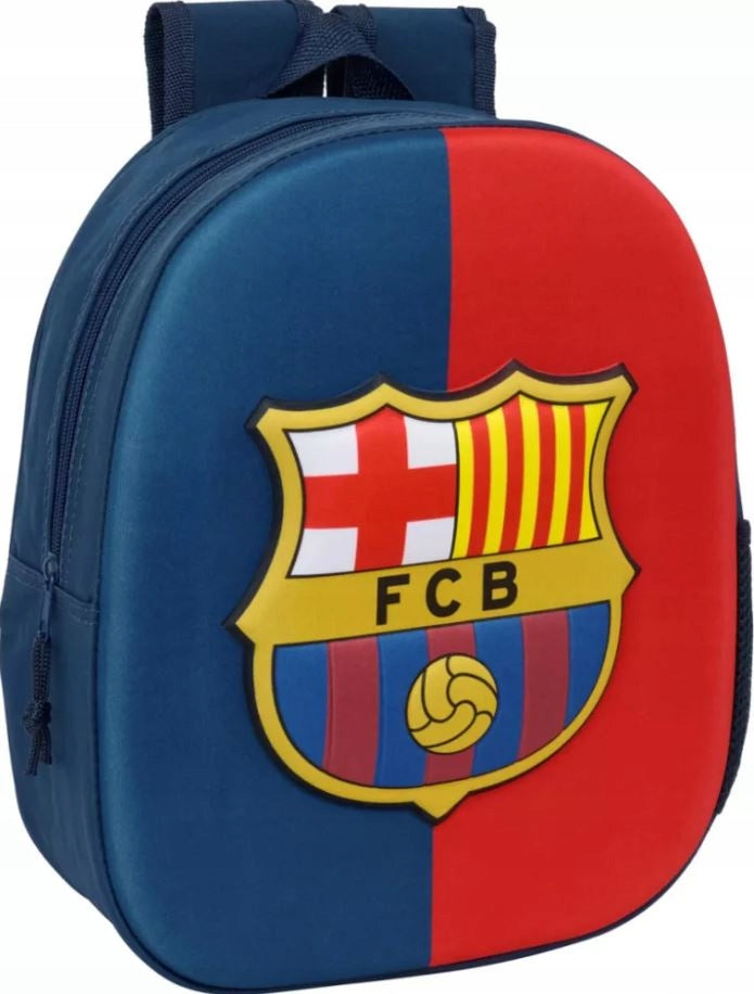 Preschool backpack for boy football large chestnut FC Barcelona 3D Packaging status original