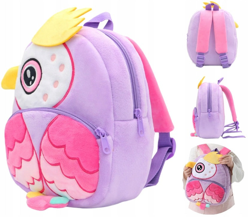 Preschool backpack for preschoolers, Parrot model, plush, 26x24x10