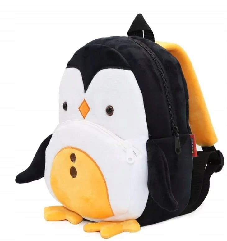 Preschool backpack for preschoolers, Penguin model, plush, 26x24x10 Color white
