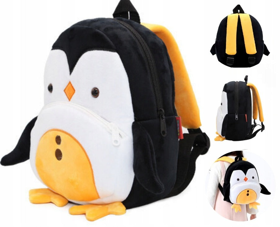 Preschool backpack for preschoolers, Penguin model, plush, 26x24x10