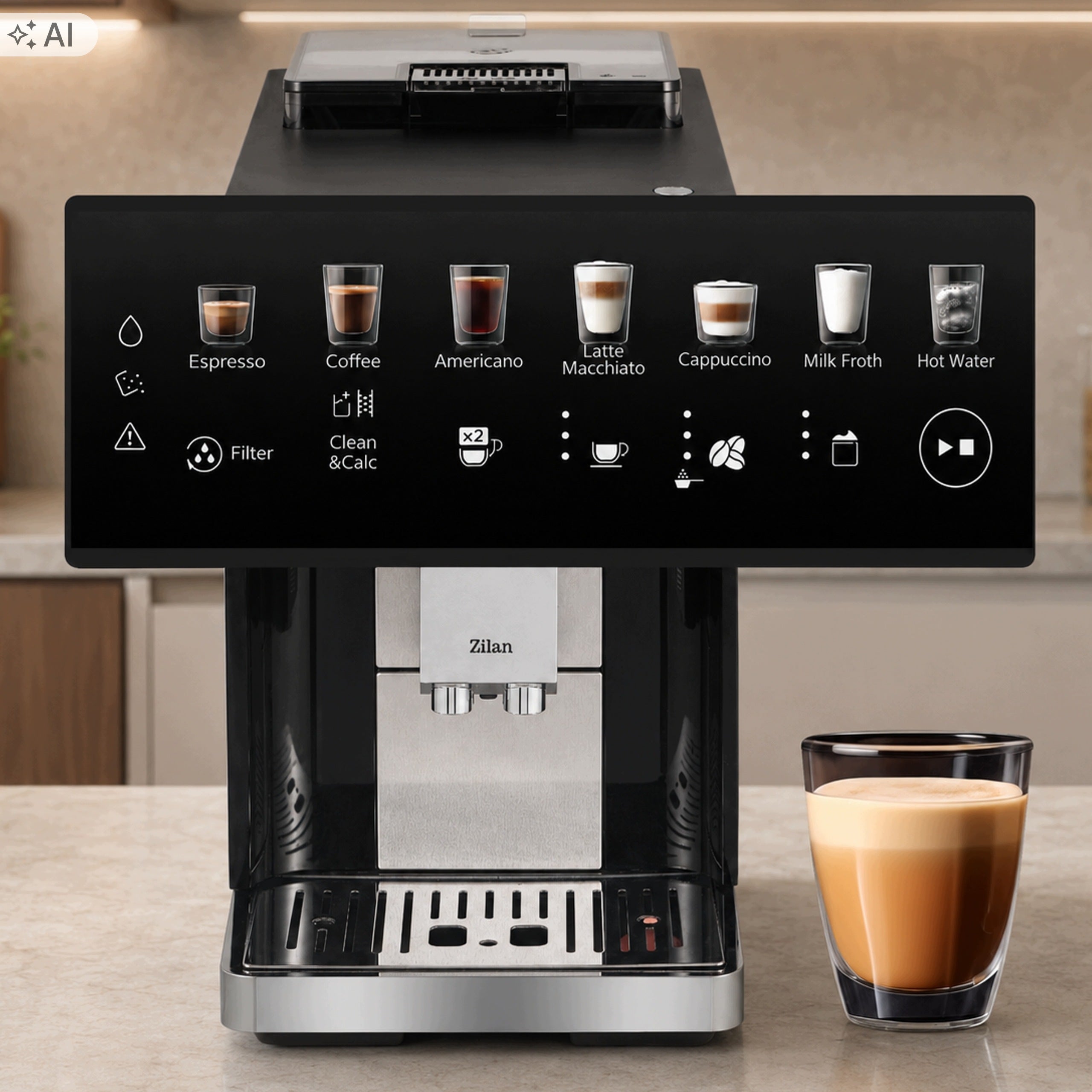 Pressure Coffee Maker AUTOMATIC GRINDER 15 BAR 7 TYPES OF COFFEE Manufacturer code ZLN9000
