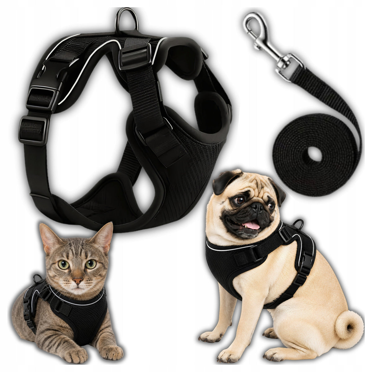 Pressure-Free Harness for Dog and Cat Guard with Lanyard Adjustable Reflective S