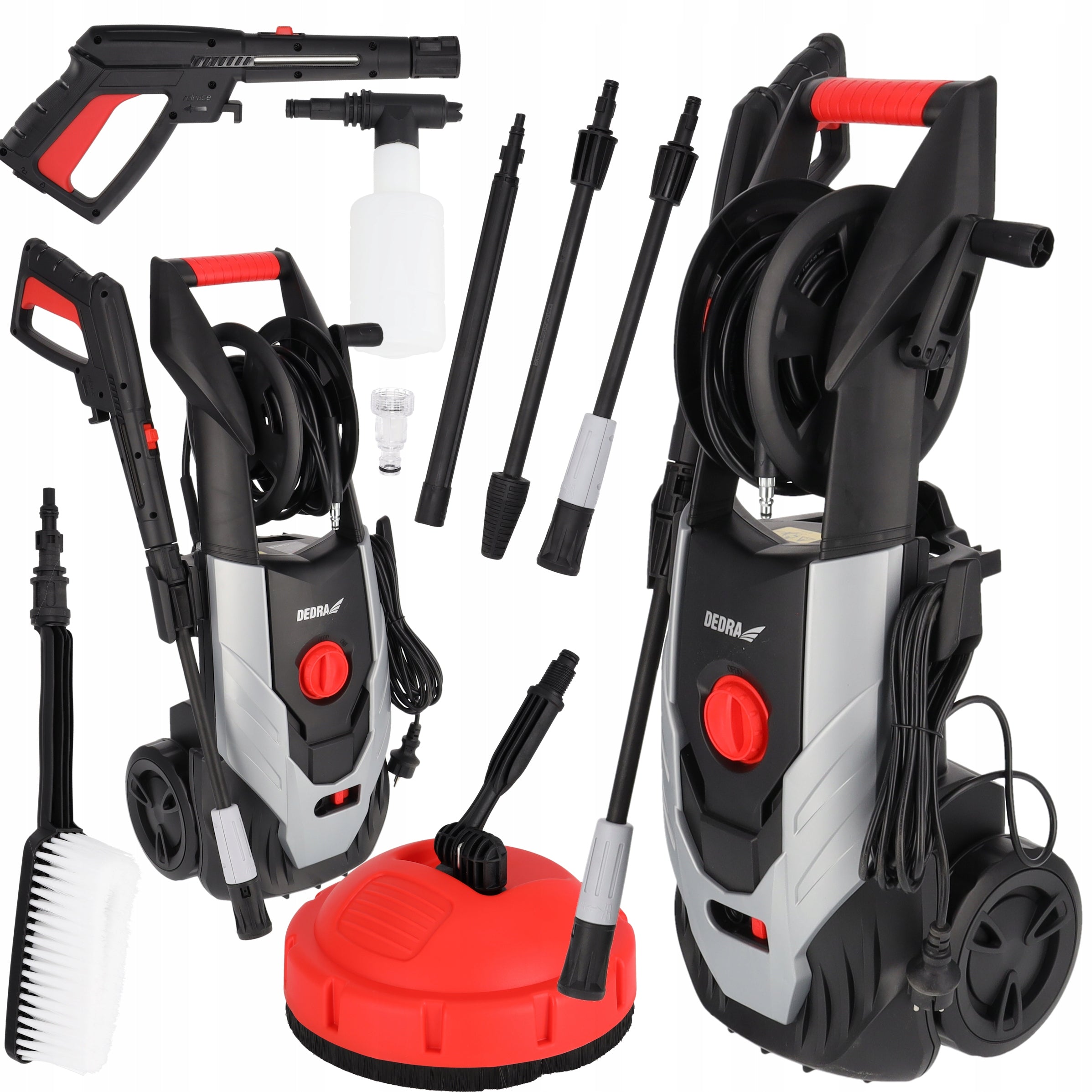 Pressure Washer 130bar 1900W Pump Aluminum Hose 6m Brush Patio DEDRA