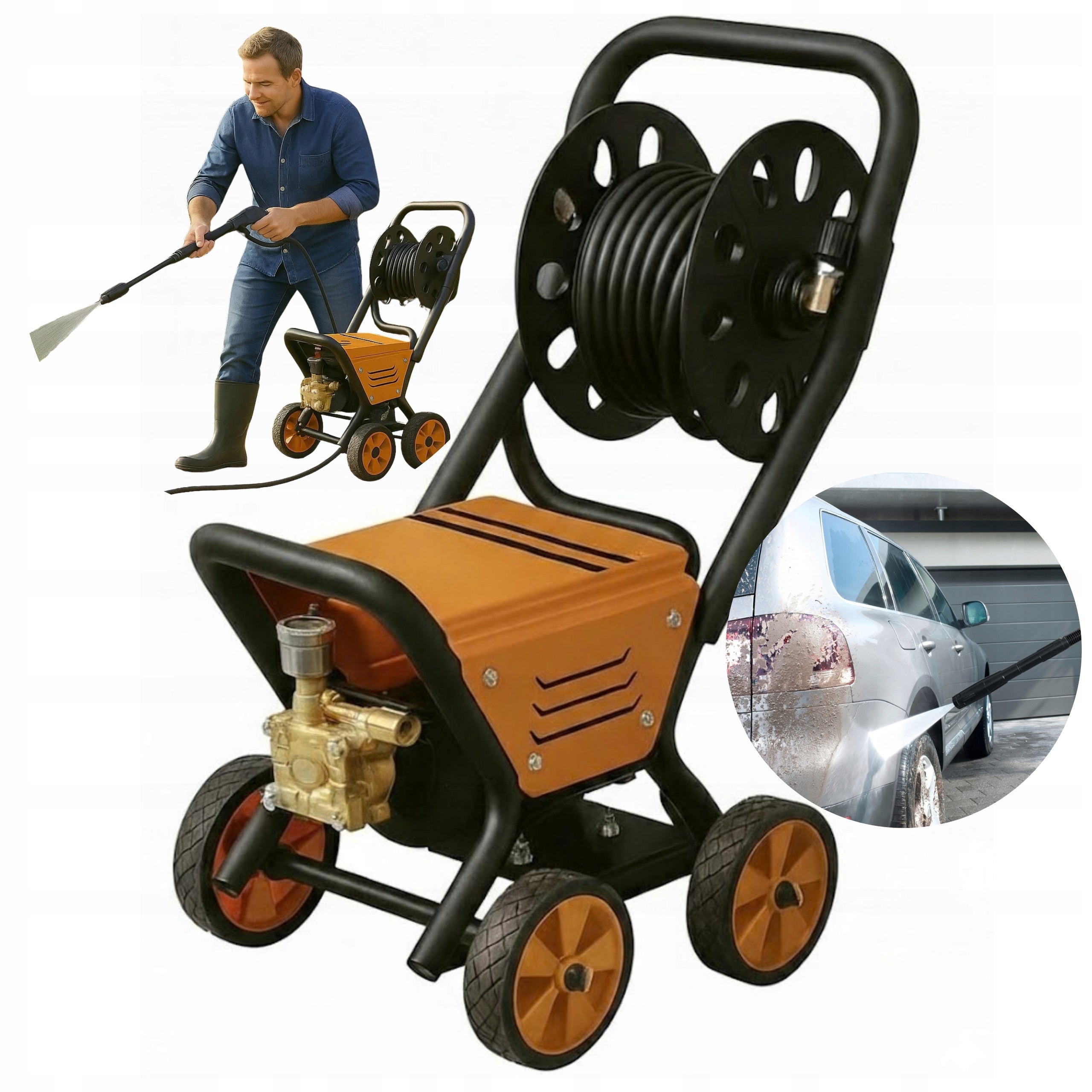 Pressure Washer 250 Bar 1800W Slow Speed 1450 RPM 8L Trolley Q1