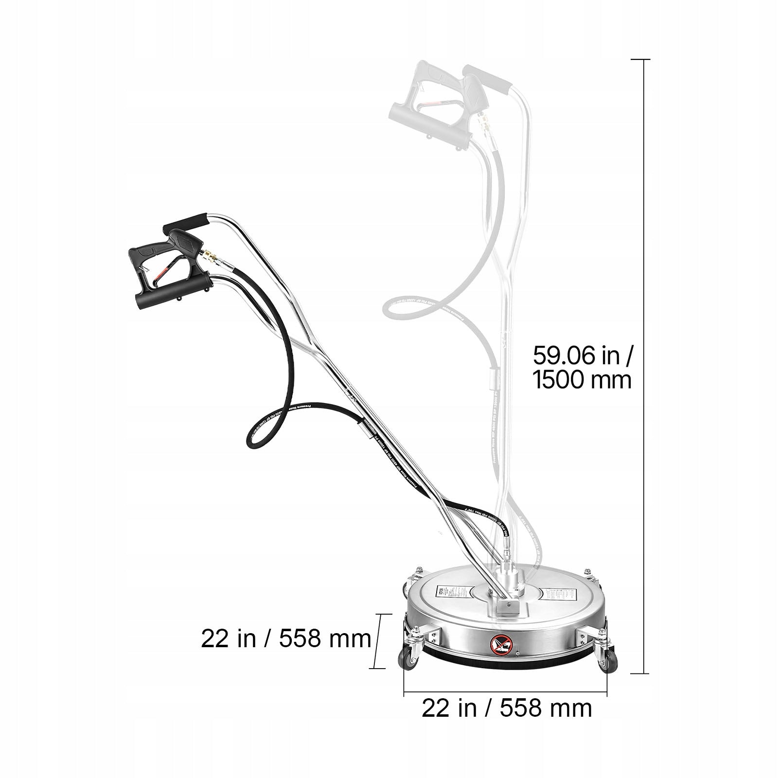 Pressure Washer 55CM 4 Wheels With High Armrests Stainless Steel Brand Vevor