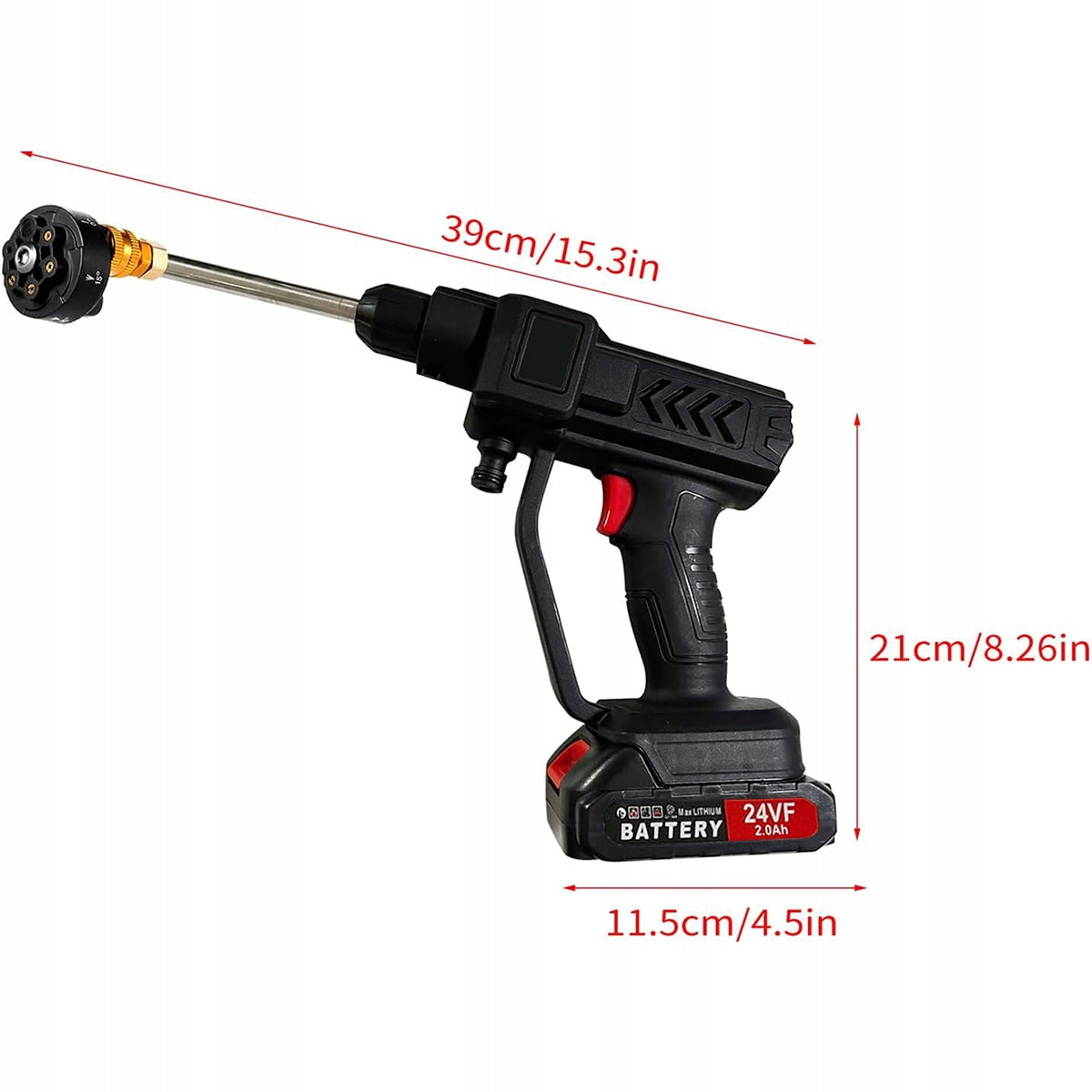 Pressure Washer Cordless 2 Rechargeable Portable 24V Operating pressure 30 bar