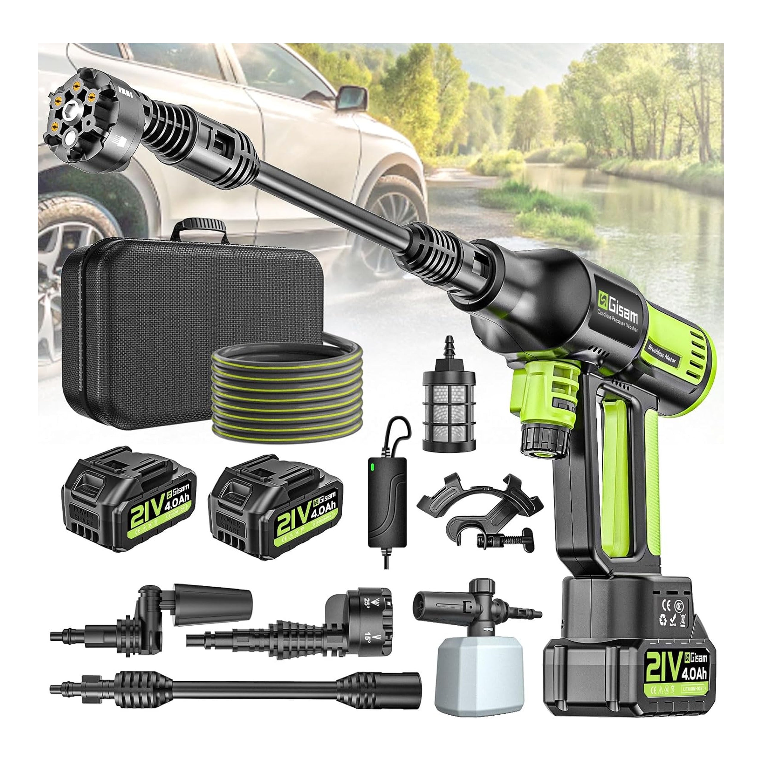 Pressure Washer Cordless 48V 30 Bar 200W Set 2x AKU