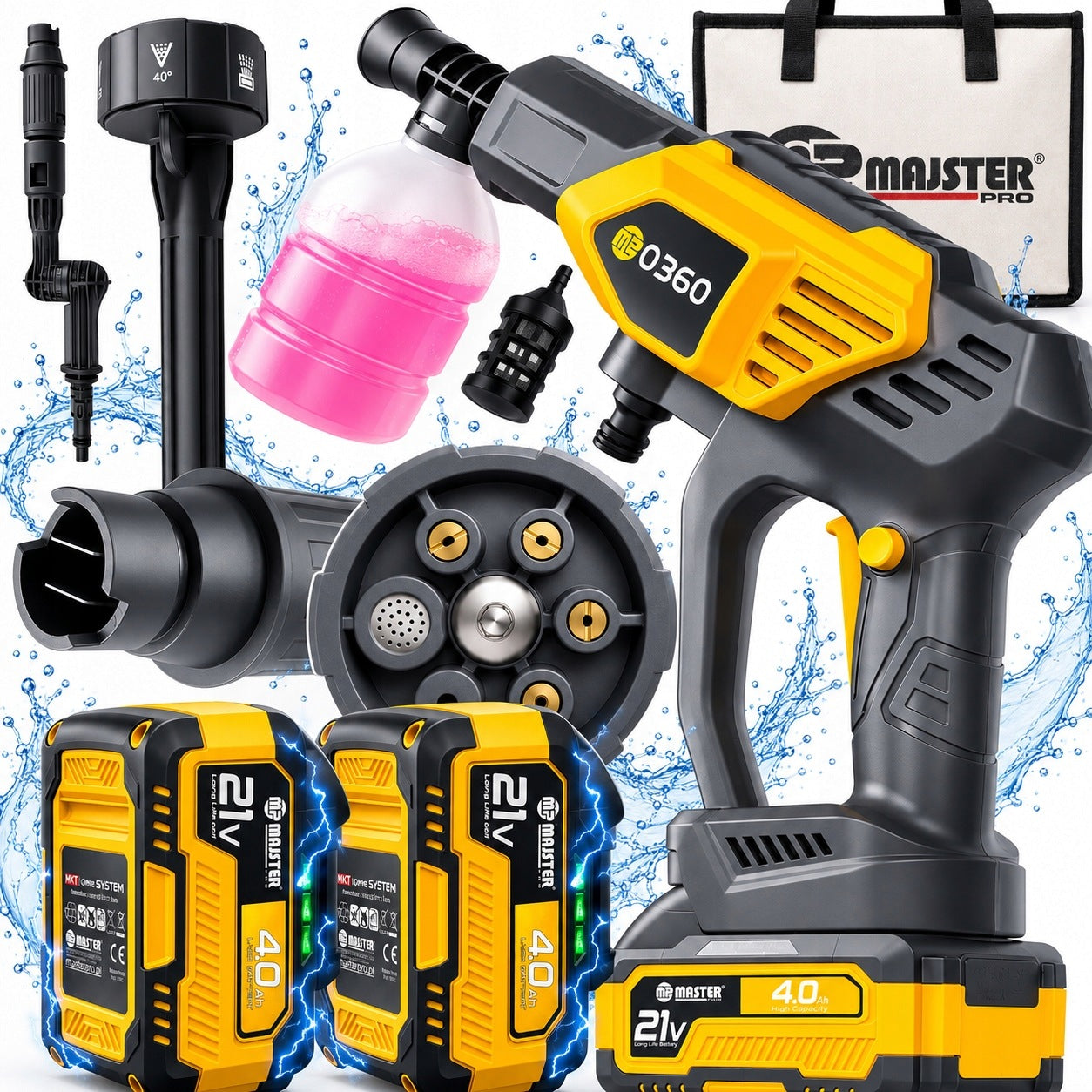 Pressure Washer Cordless Electric MP0360 POWERFUL 60 bar LargeBat 4AH