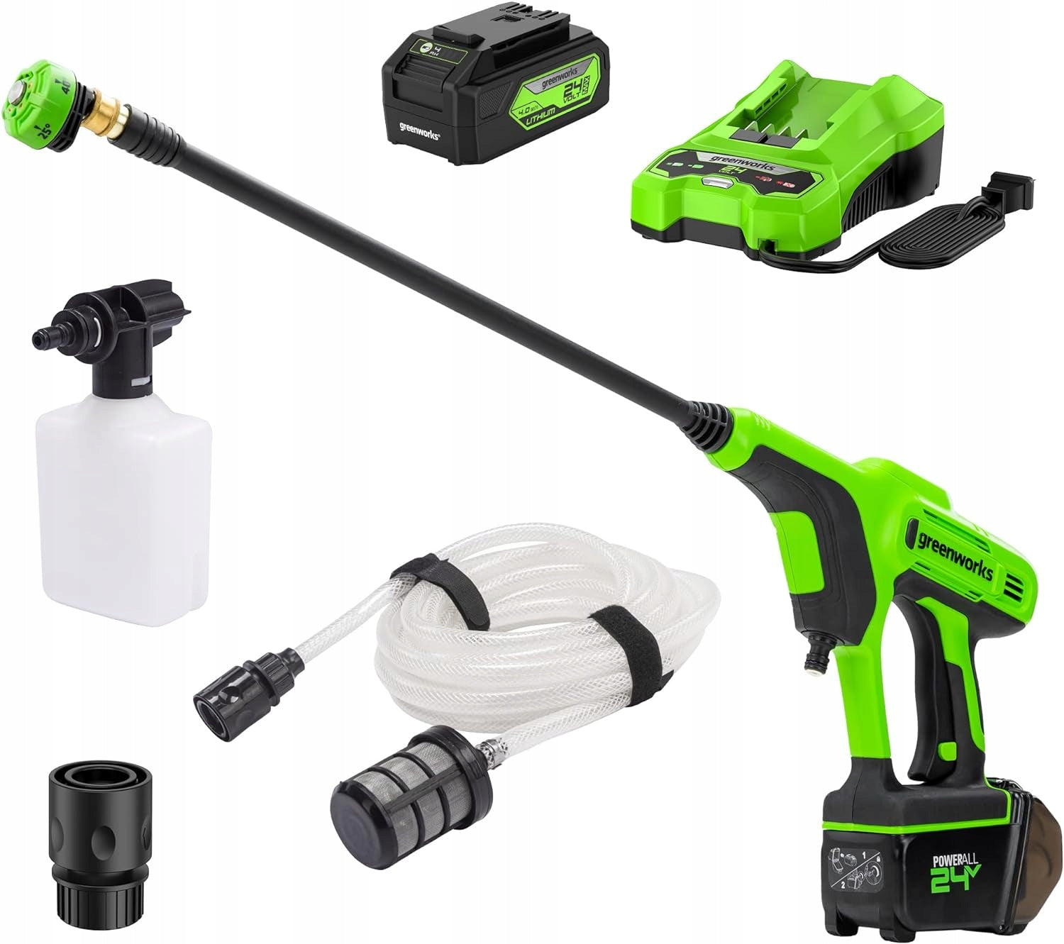 Pressure Washer Greenworks G24PWK4 Li-Ion 24V Battery 4Ah Charger
