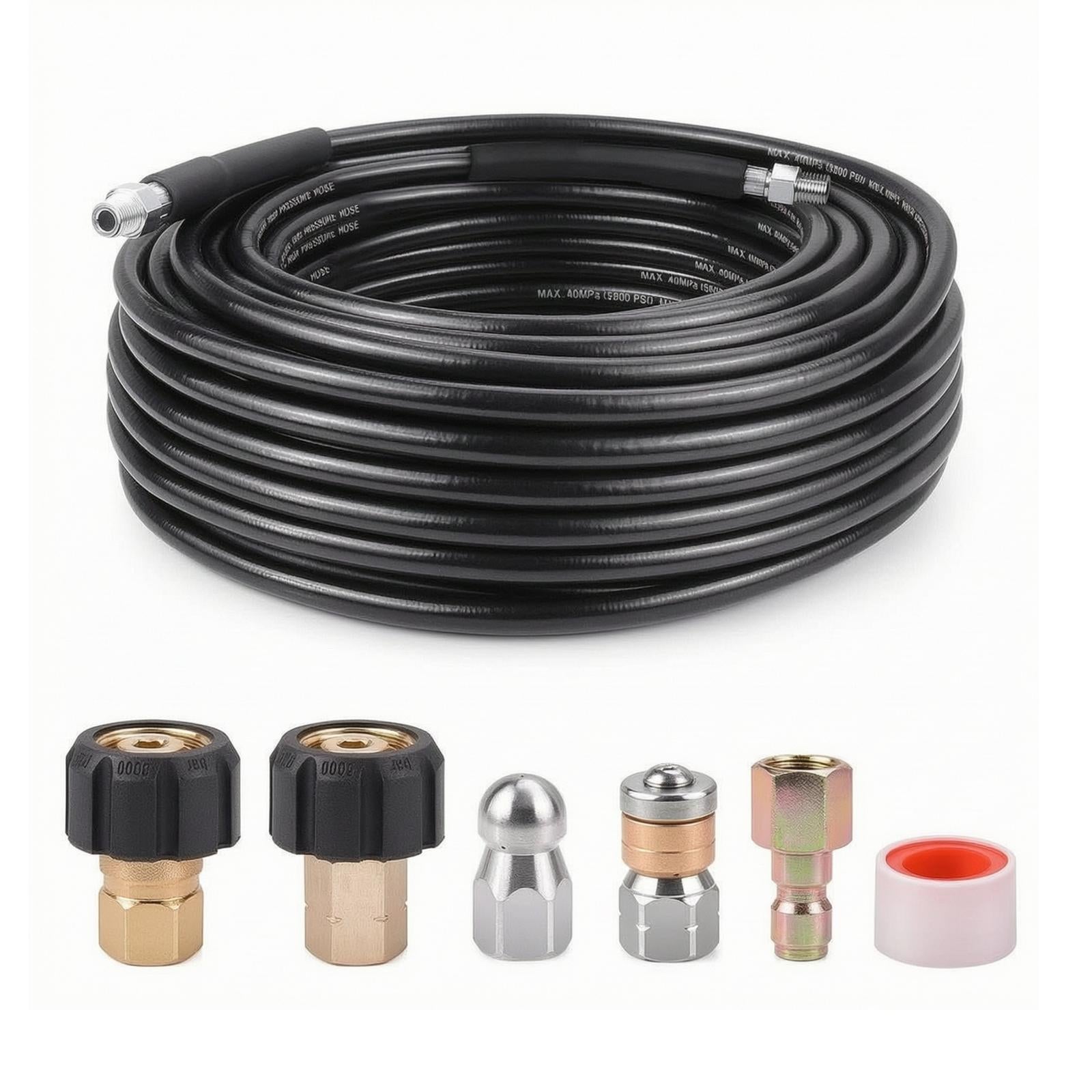 Pressure Washer Hose with Sewer Clearing Nozzle Professional