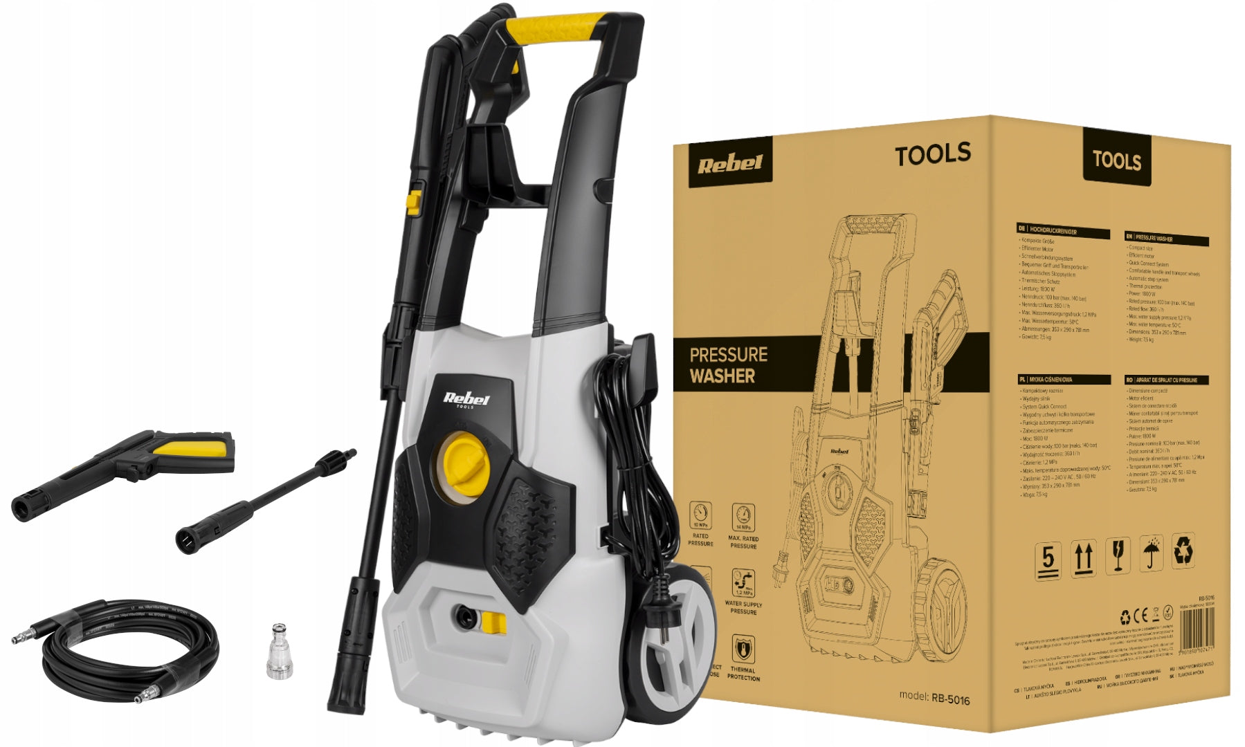 Pressure Washer Rebel LT503B 1800W strong - 140 Bar Washer for everything