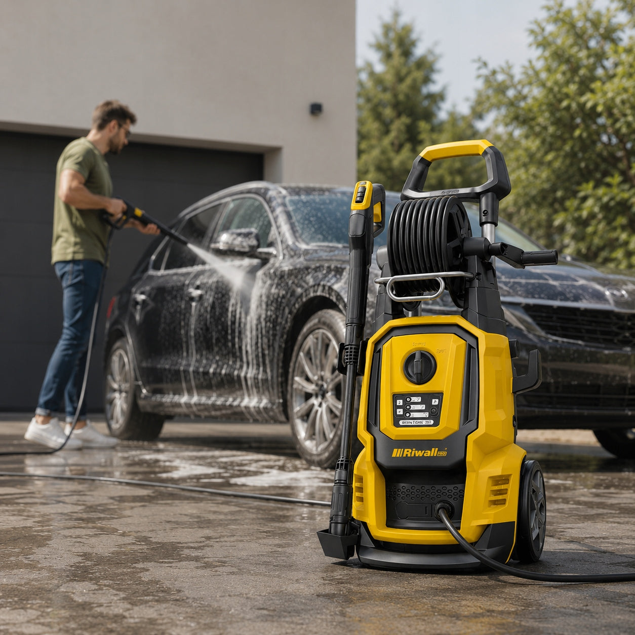 Pressure Washer Riwall 180 Bar 2400W Hose 13m ROFESIONAL Set Brand Riwall