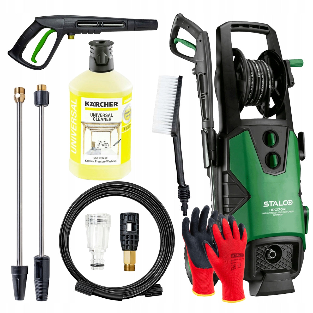 Pressure Washer Stalco Self-suction 170 Bar Set Liquid Karcher Gloves