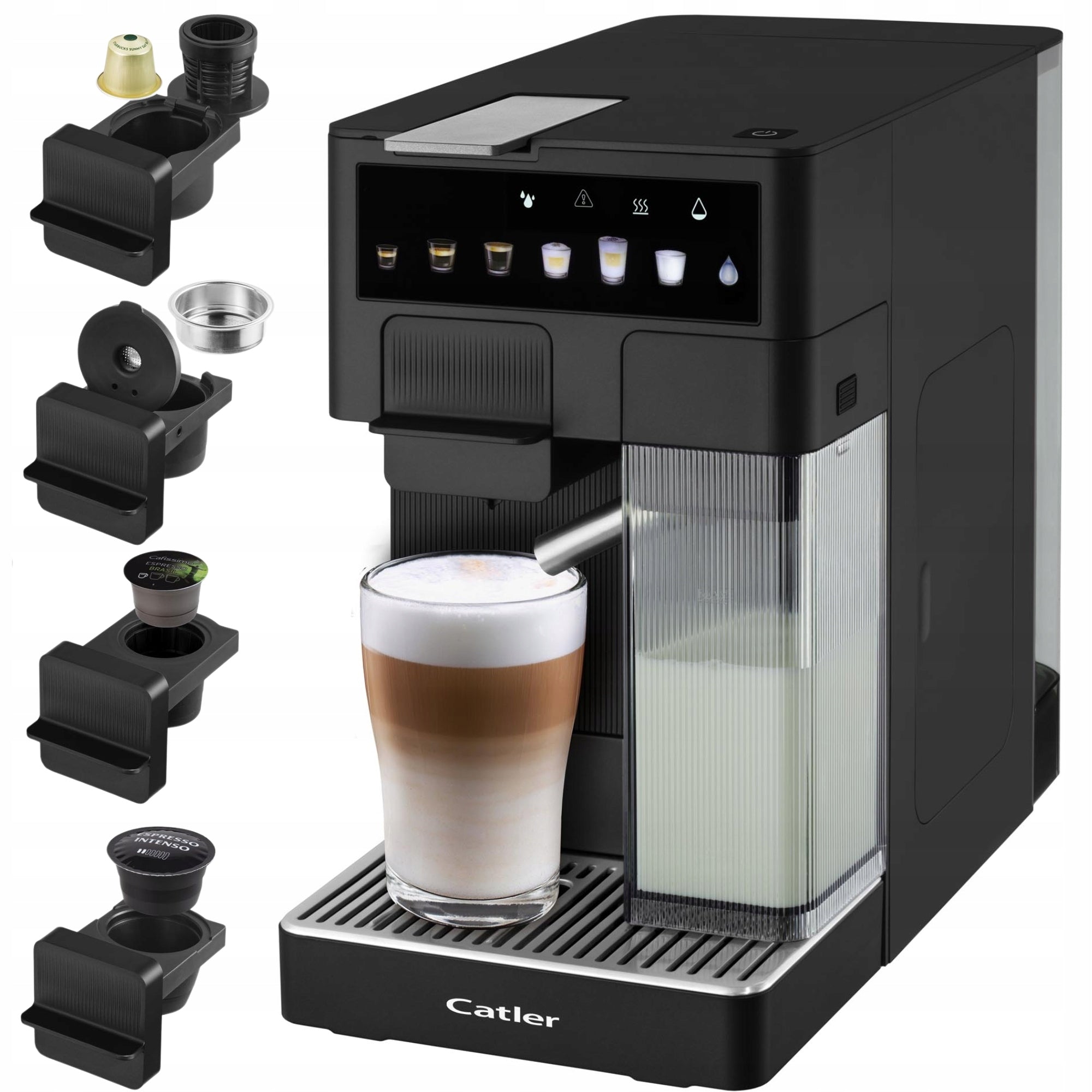Pressure coffee maker + capsule Nespresso+Dolce Gusto+Cafissimo milk