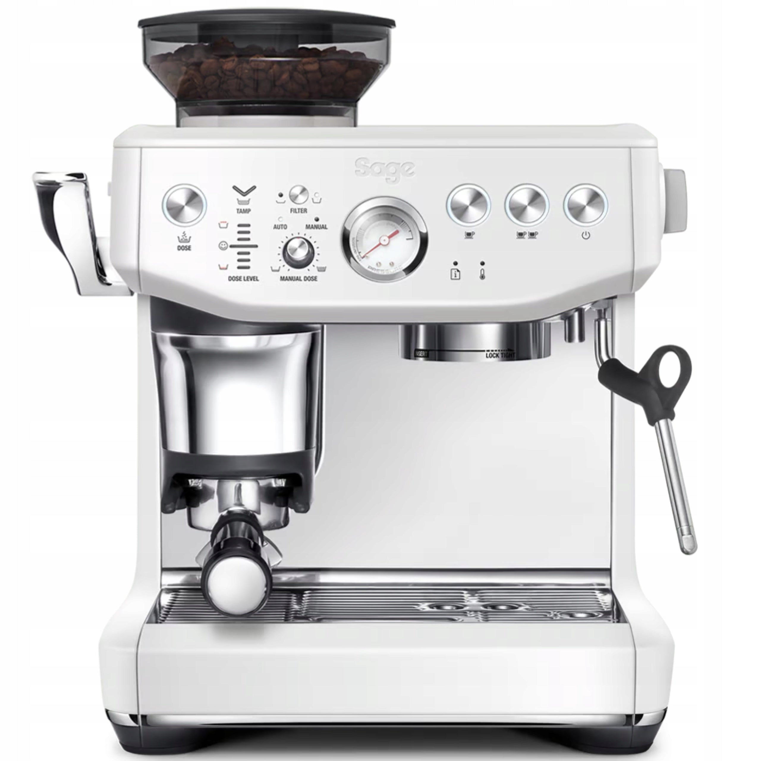 Pressure flask Sage with grinder IMPRESS EXPRESS SES876SST White
