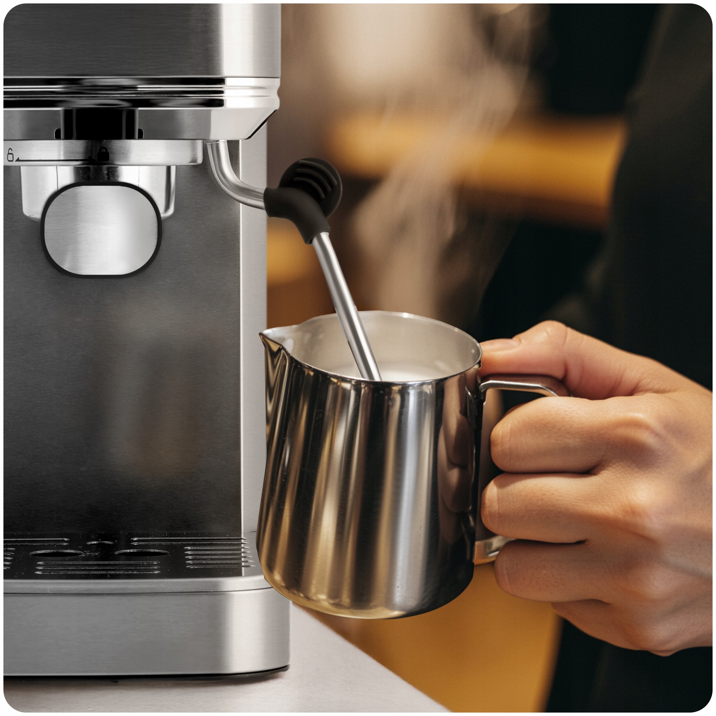 Pressure flask coffee maker with frother 20 bar Berdsen Dominant color silver