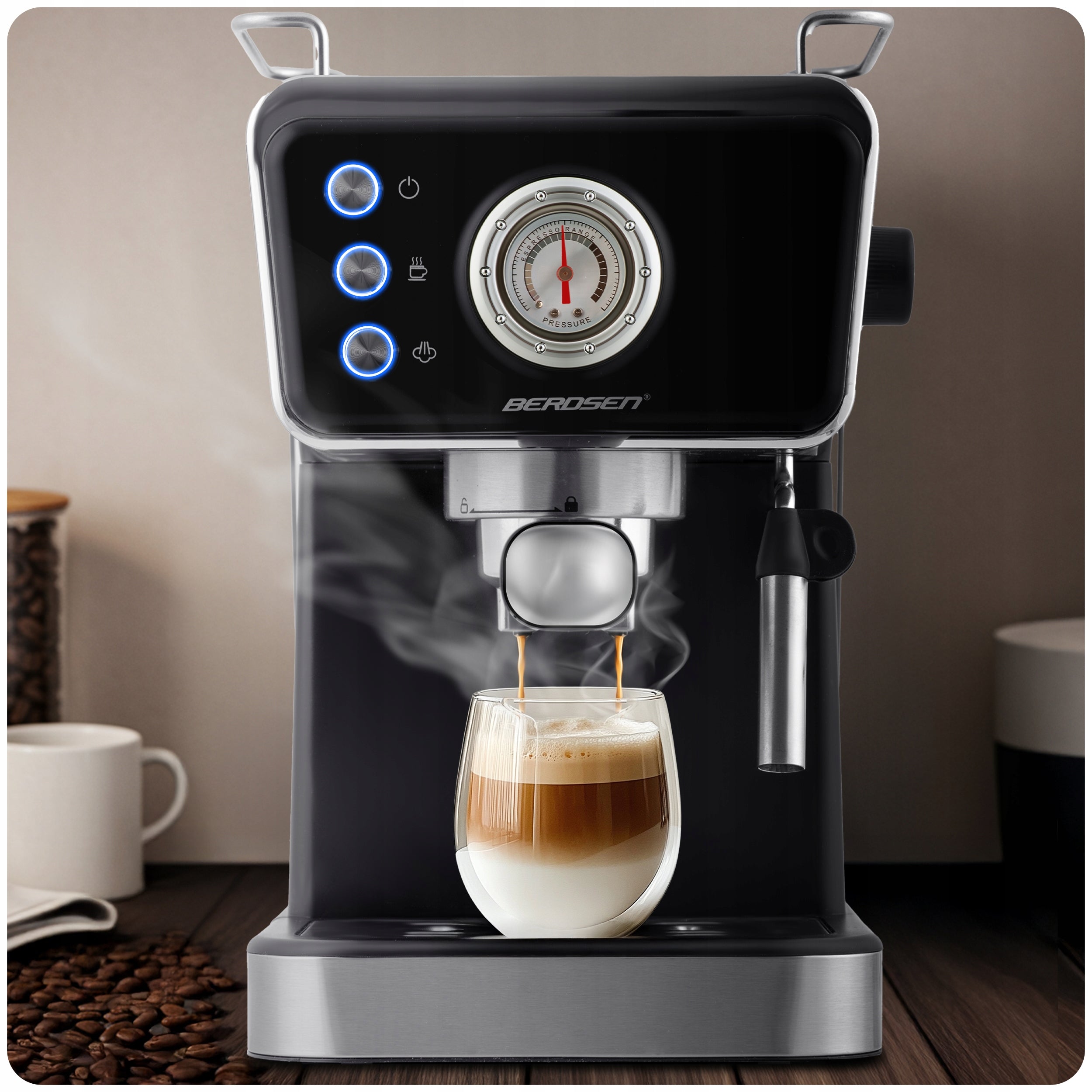 Pressure flask coffee maker with frother 20bar 1350W Berdsen EAN (GTIN) 5903890626808