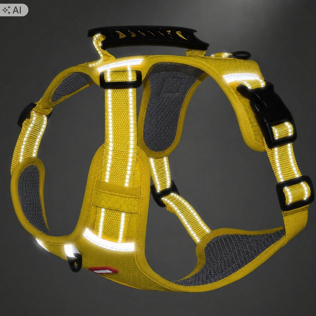 Pressure-free dog harness Roz S reflective breathable and adjustable yellow Packaging status original