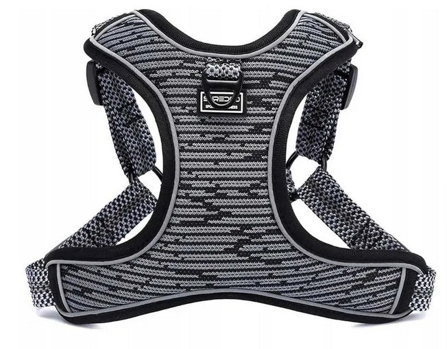 Pressure-free dog harness adjustable breathable reflective grey