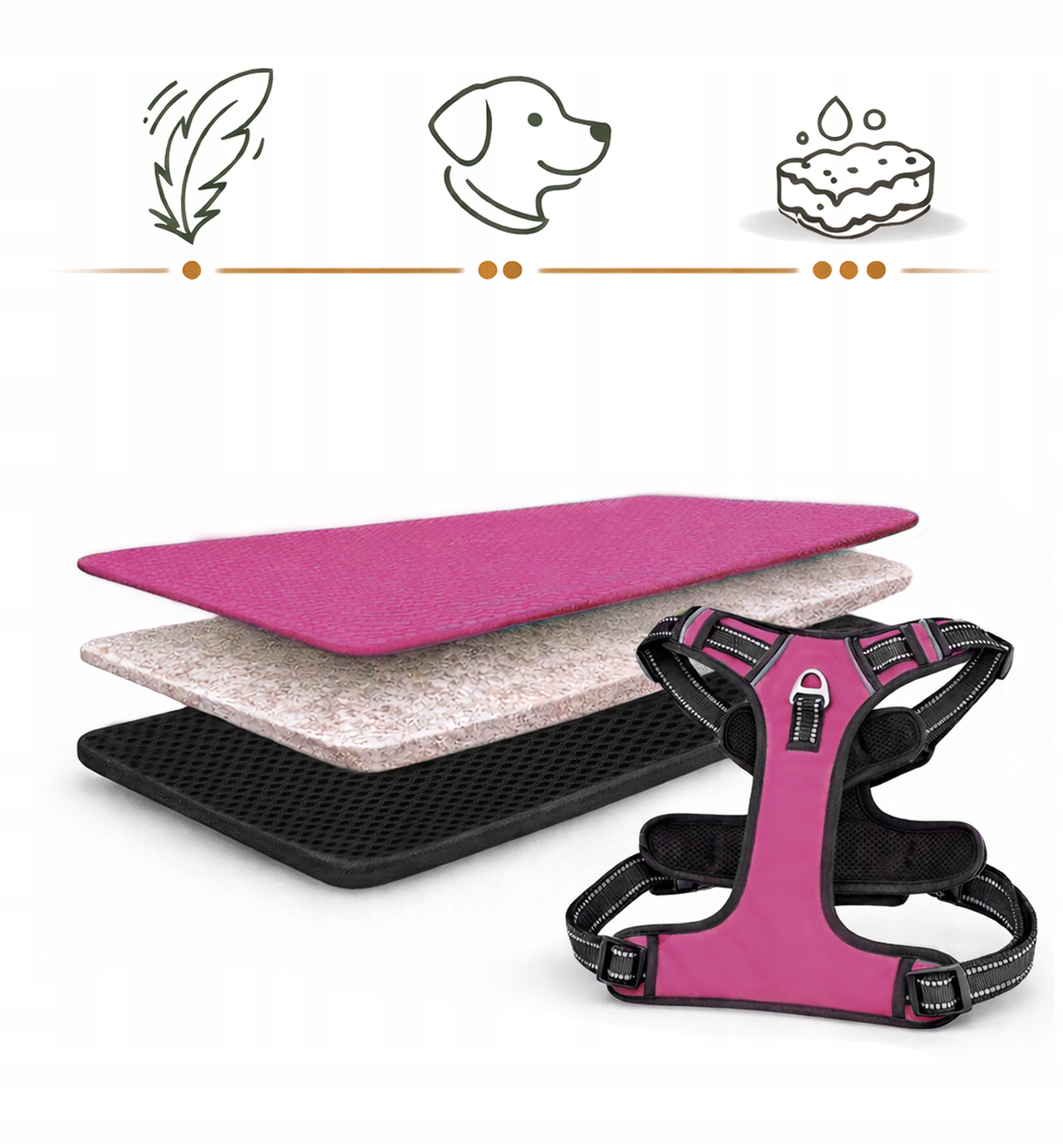 Pressure-free dog harness pink HUGGY DOGGY dachshund shih tzu pug jack S Brand HUGGY DOGGY