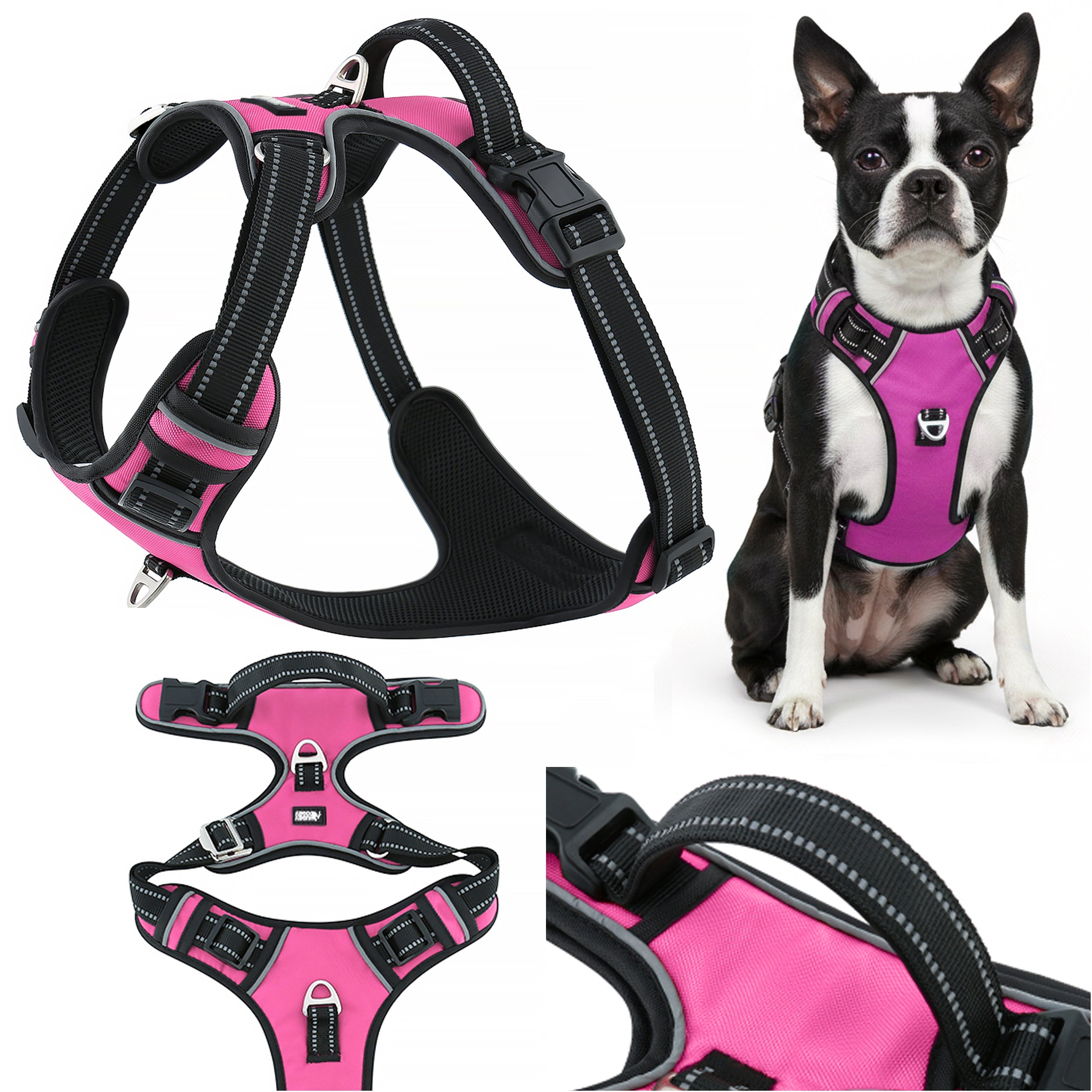 Pressure-free dog harness pink HUGGY DOGGY dachshund shih tzu pug jack S
