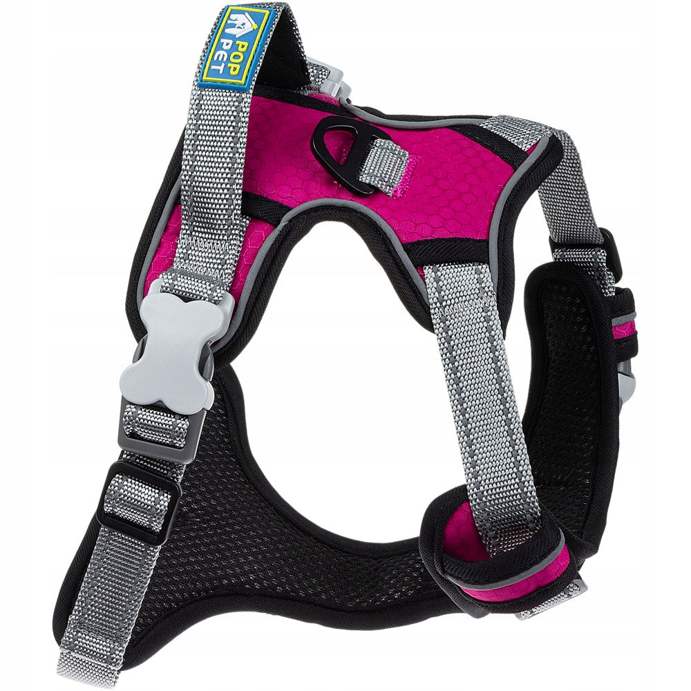 Pressure-free large dog harness with GUARD XL handle with reflectors Color pink