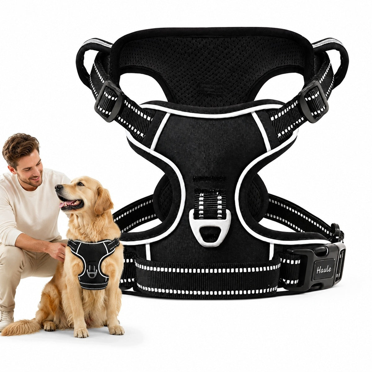 Pressure-free walking harness adjustable extra large dog XL reflectors