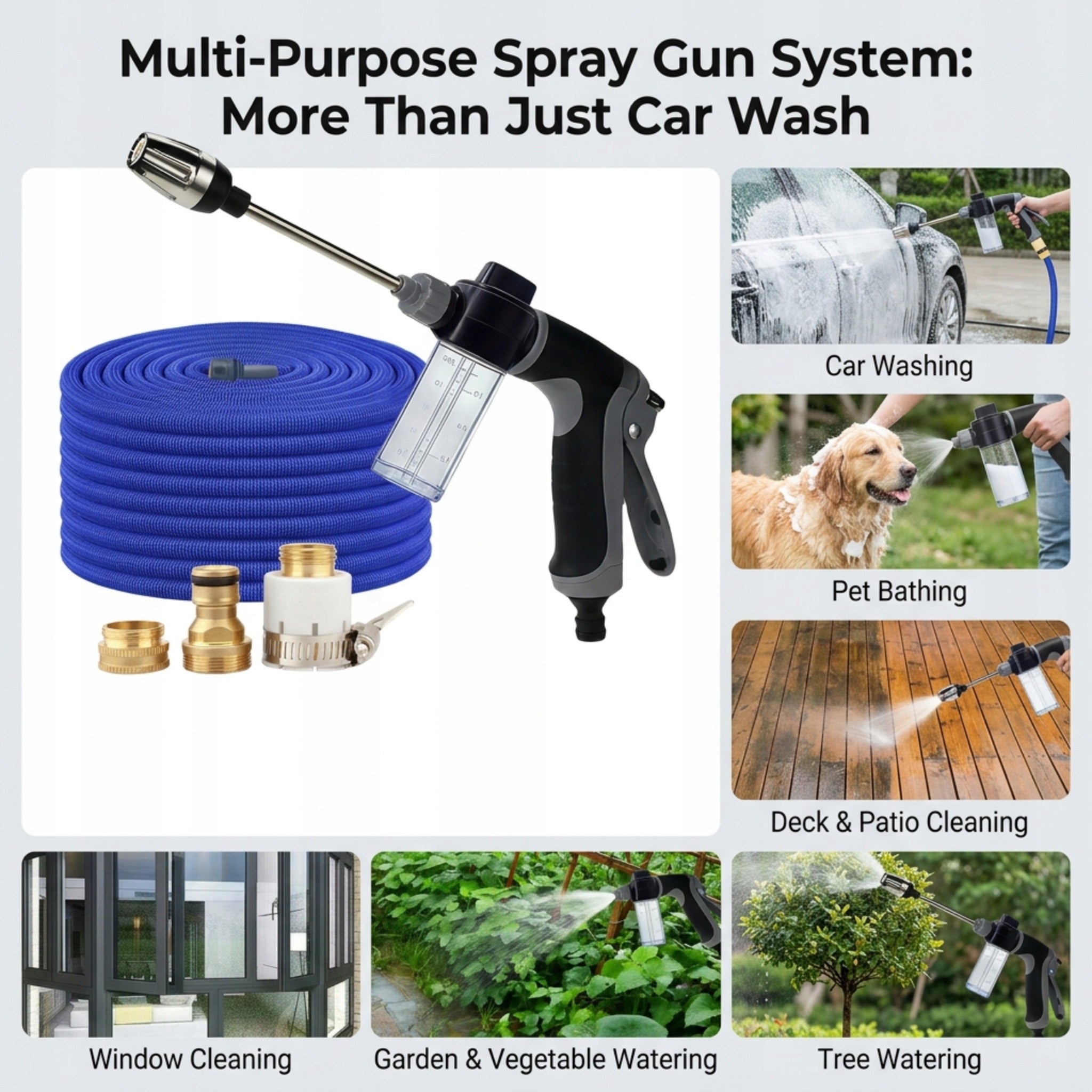 Pressure gun with lance, dispenser and stretch hose 7,5m Operating pressure 1 bar