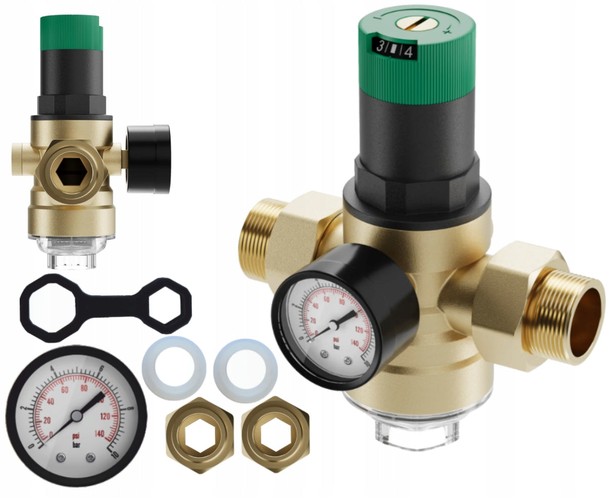 Pressure reducer with filter 1" for water membrane filter + pressure gauge USTM