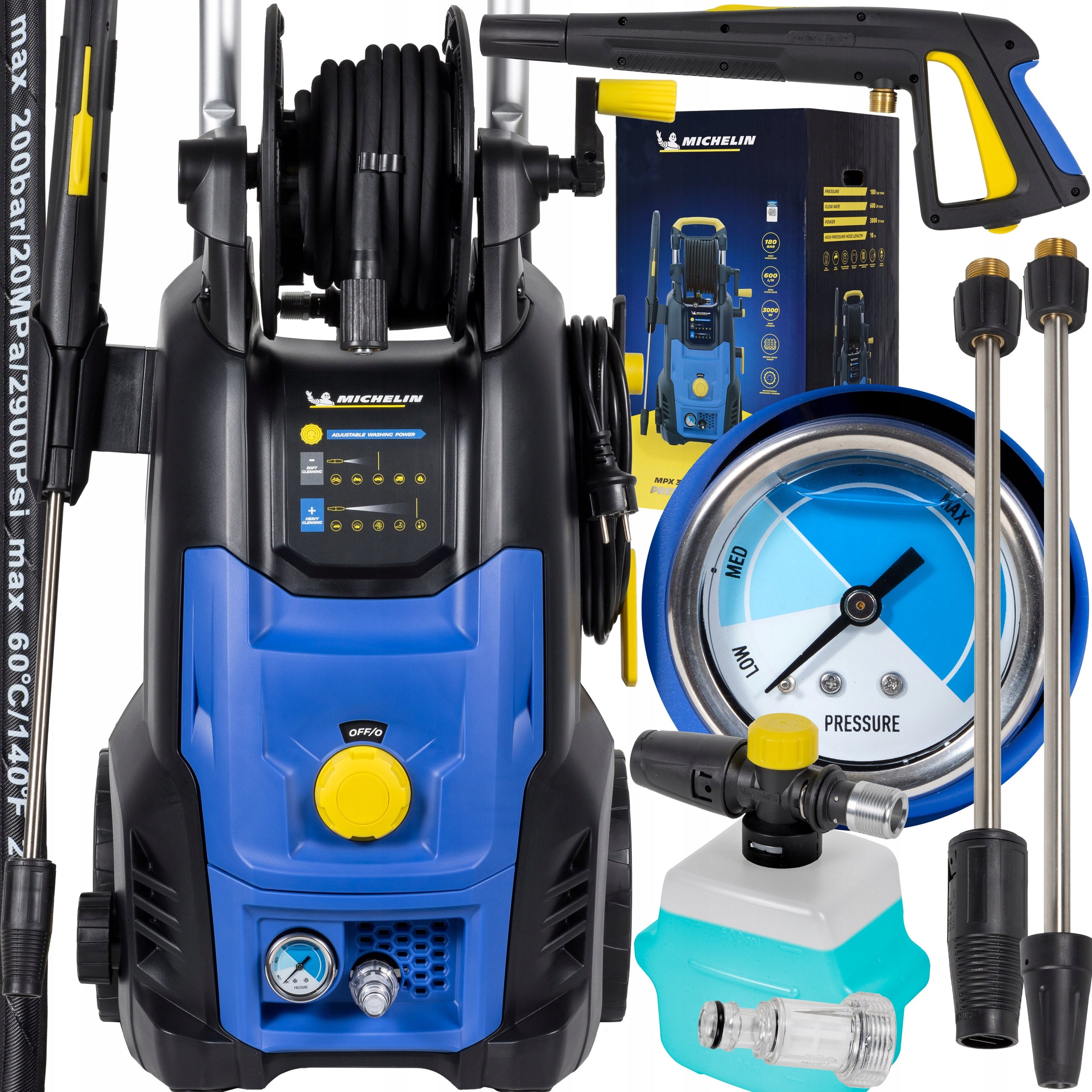 Pressure washer 3000W, INDUCTION MOTOR, brass head, MICHELIN