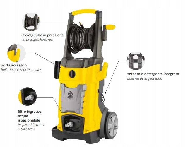 Pressure washer 5LT Annovi Reverberi 160 bar brass head quality Packaging status original
