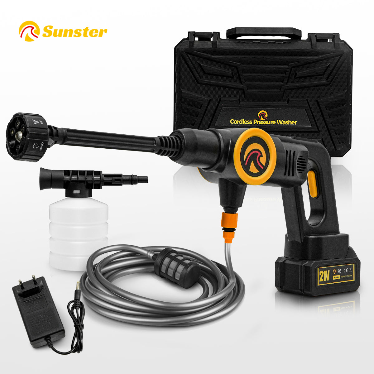 Pressure washer Sunster wireless 160 bar nozzle 6in1