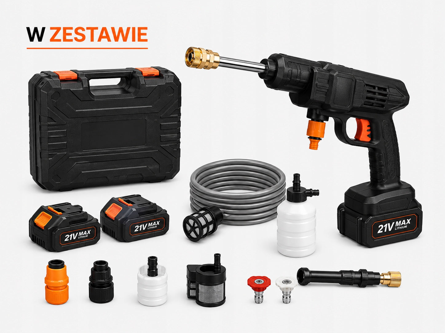 Pressure washer cordless suitcase 2 aku without cable foamer hose 5 m Manufacturer code RY-1000x