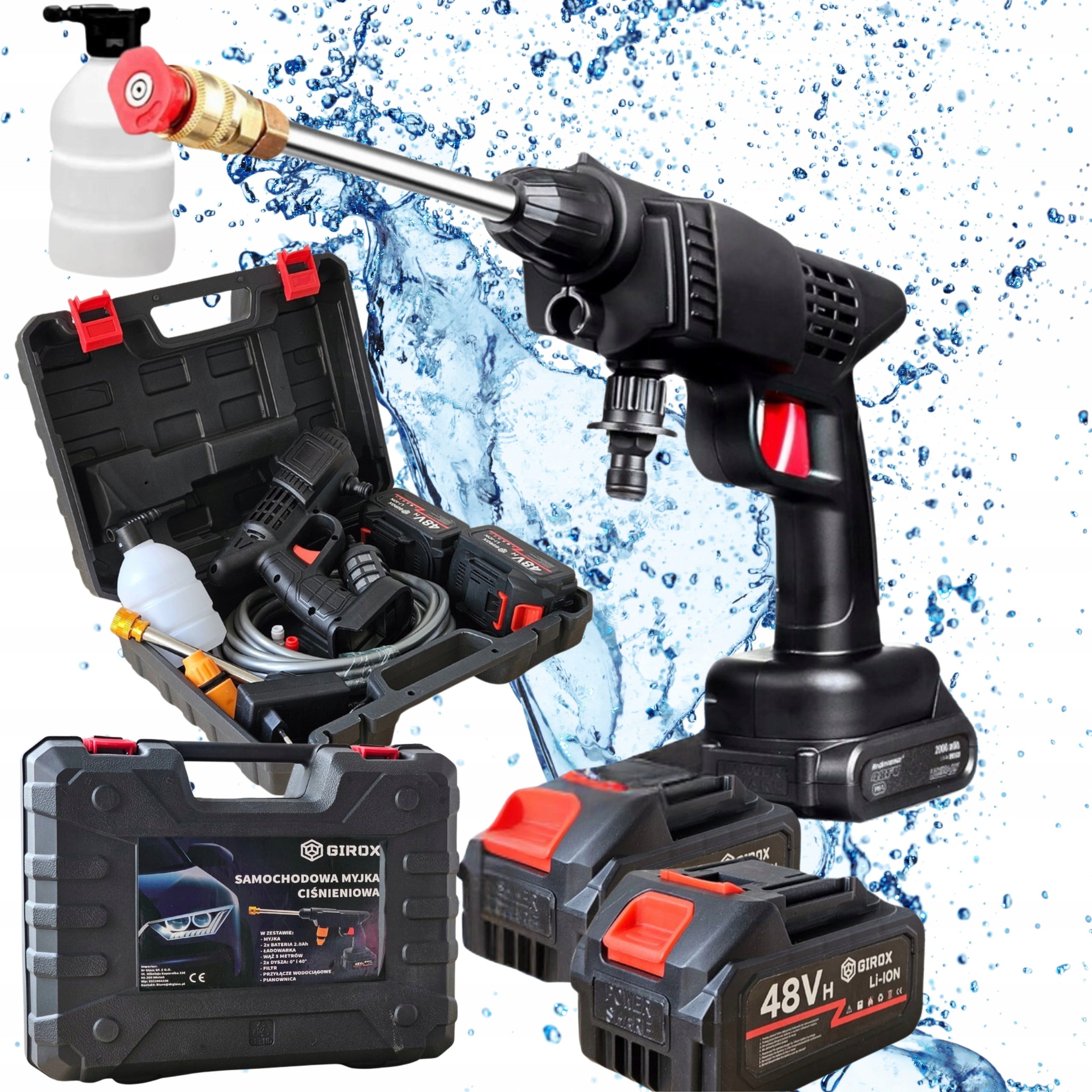Pressure washer cordless suitcase 2 aku without cable foamer hose 5 m