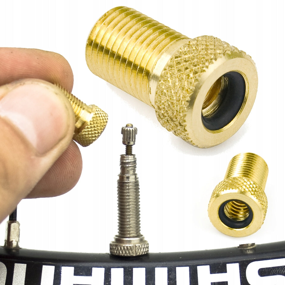 Presta/bicycle adapter for pumping at a bicycle station at a gas station Color gold