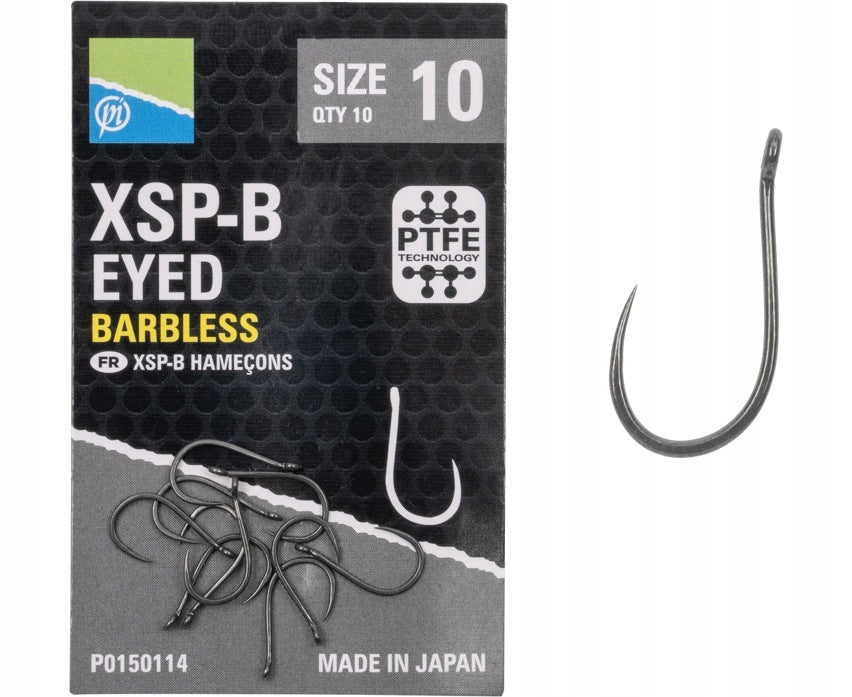 Preston Barbless Eye Hooks XSP-B Eyed Barbless Size 10