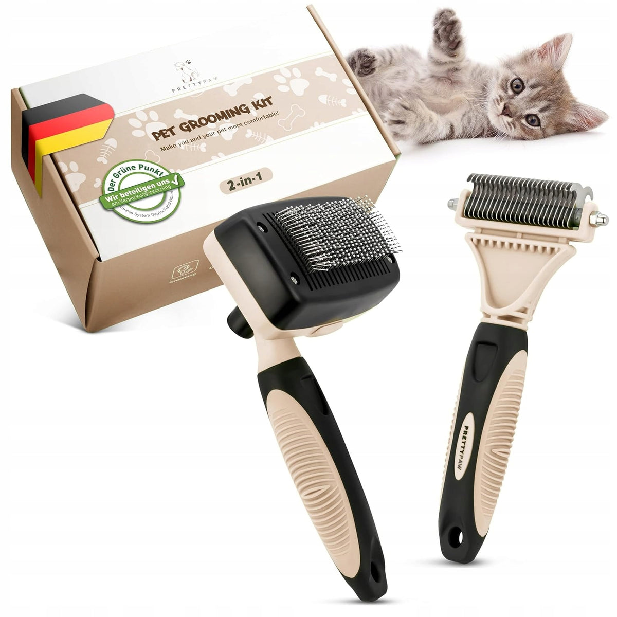 Pretty Paw Cat Grooming Kit Comb and Brush Packaging status original
